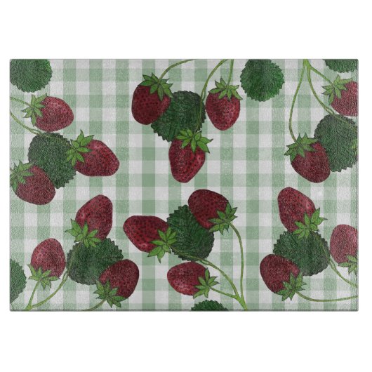 Erdbeere und Gingham Lamp Schneidebrett (Vorderseite)