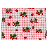 Erdbeere und Gingham niedlich Große Geschenktüte (Vorderseite)
