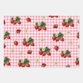 Erdbeere und Gingham niedliche Geschenkverpackunge Geschenkpapier Set (Vorderseite)