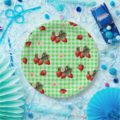 Erdbeere und Gingham-niedliche Teller (Party)