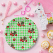 Erdbeere und Gingham-niedliche Teller (Party)