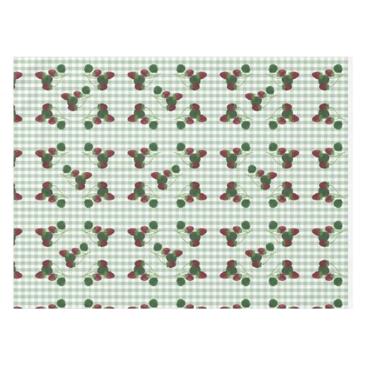 Erdbeere und Gingham Tablecloth Tischdecke (Vorderseite (Horizontal))