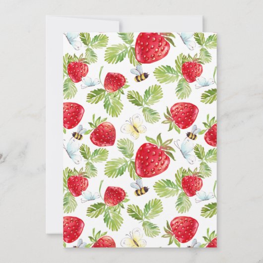 Erdbeere und Grünes Brautparty Einladung (Rückseite)
