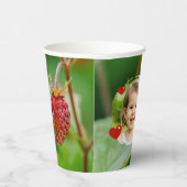 Erdbeere und grünes Kinder-Erdbeer-Erster-Geburtst Pappbecher (Rechts)