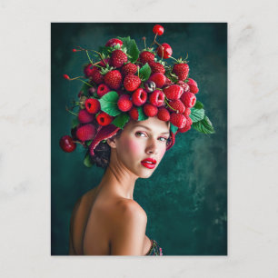 Erdbeere und Himbeere Sommer-Mode-Portrait Feiertagspostkarte