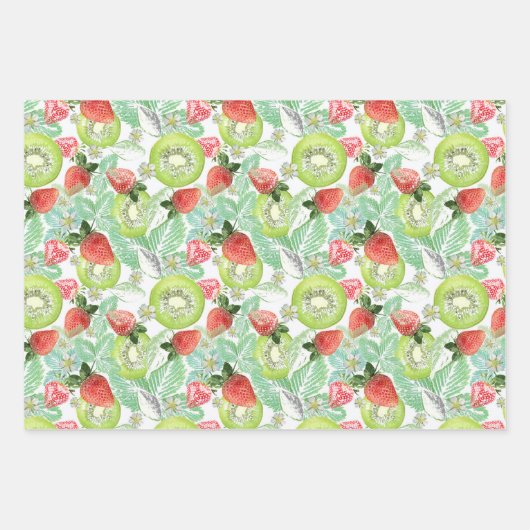 Erdbeere und Kiwi. Geschenkpapier Set (Vorderseite)