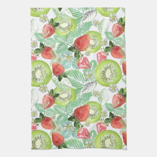 Erdbeere und Kiwi. Geschirrtuch (Vertikal)