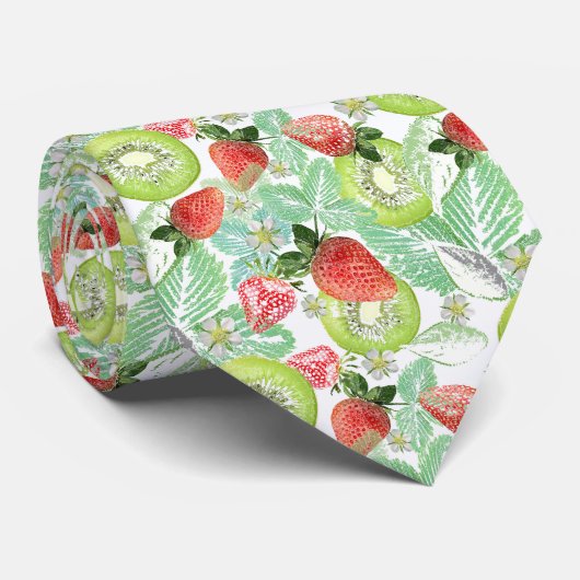 Erdbeere und Kiwi. Krawatte (Gerollt)