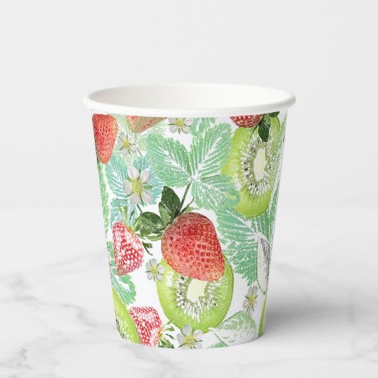 Erdbeere und Kiwi. Pappbecher (Rückseite)