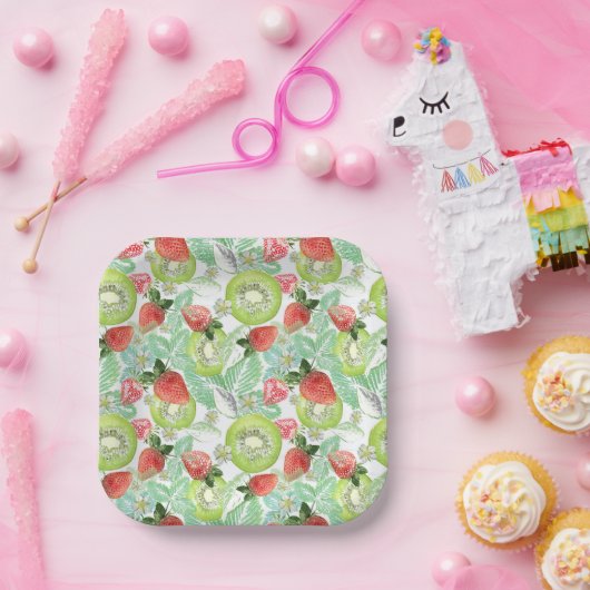 Erdbeere und Kiwi. Pappteller (Party)