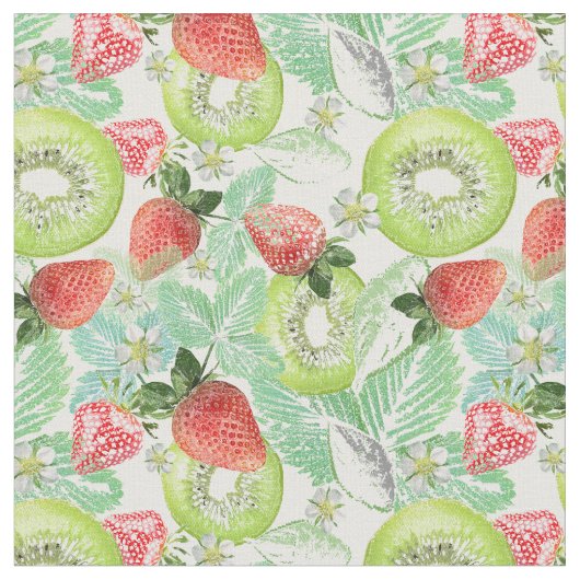 Erdbeere und Kiwi. Stoff (Nahaufnahme)