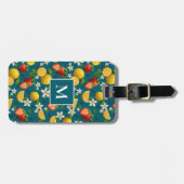 Erdbeere und Lemon Blossom Design auf blau Gepäckanhänger (Vorderseite horizontal)