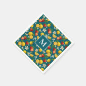 Erdbeere und Lemon Blossom Design auf blau Serviette (Ecke)