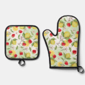 Erdbeere und Lemon Ofenhandschuh & Topflappen-Set (Vorderseite)