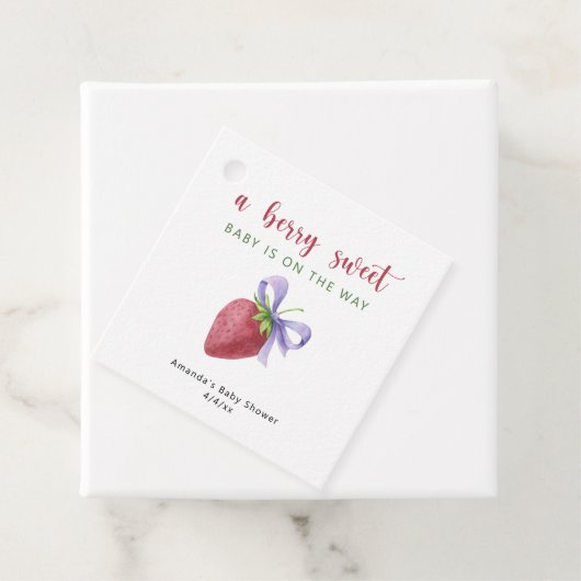 Erdbeere und lila Bugbrust Kinderdusche Geschenkanhänger (Beispiel)