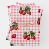 Erdbeere und niedliche Gingham-Geschenkblätter Geschenkpapier Set (Beispiel)