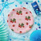 Erdbeere und niedliche Gingham-Teller Pappteller (Party)
