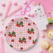 Erdbeere und niedliche Gingham-Teller Pappteller (Party)