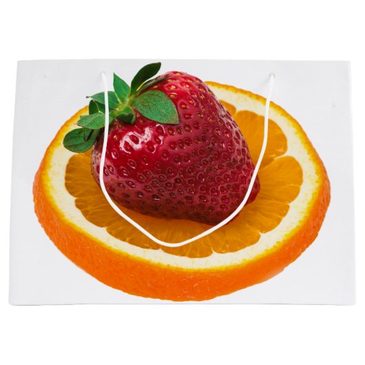 Erdbeere und Orange Große Geschenktüte (Vorderseite)