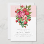 Erdbeere und Peonies Summer Engagement Party Einladung (Vorderseite)