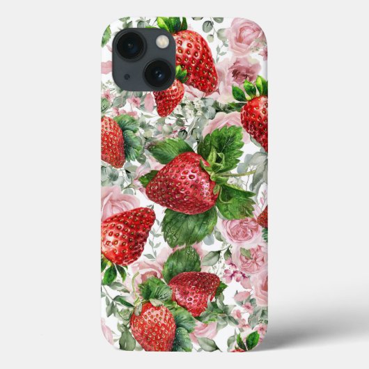 Erdbeere und Rose Case-Mate iPhone Hülle (Rückseite)