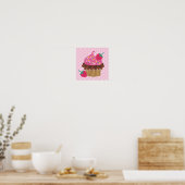 Erdbeere und Schokolade Cupcake Canvas Print Poster (Küche)