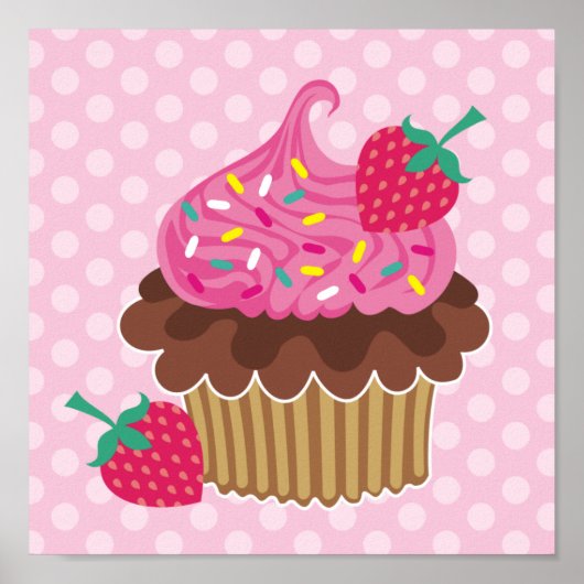 Erdbeere und Schokolade Cupcake Canvas Print Poster (Vorne)