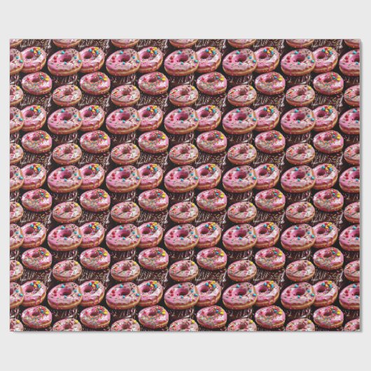 Erdbeere und Schokolade Donuts Geburtstag Geschenkpapier (Flach)