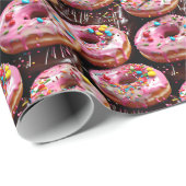 Erdbeere und Schokolade Donuts Geburtstag Geschenkpapier (Rolleneckpunkt)