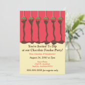 Erdbeere und Schokolade Fondue-Party Einladung (Stehend Vorderseite)