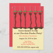 Erdbeere und Schokolade Fondue-Party Einladung (Vorne/Hinten)