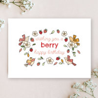Erdbeere und Vögel Berry Happy Birthday Cards