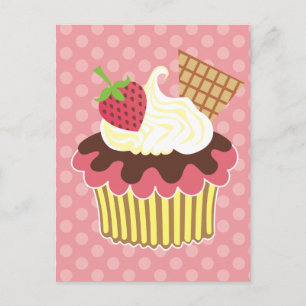 Erdbeere und Weißcreme Postkarte