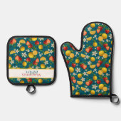 Erdbeere und Zitrone Frisches Fruchtmuster Ofenhandschuh & Topflappen-Set (Vorderseite)