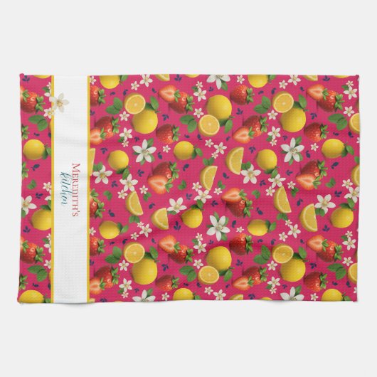 Erdbeere und Zitronenmuster Geschirrtuch (Horizontal)