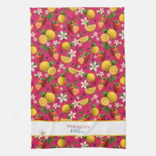 Erdbeere und Zitronenmuster Geschirrtuch (Vertikal)