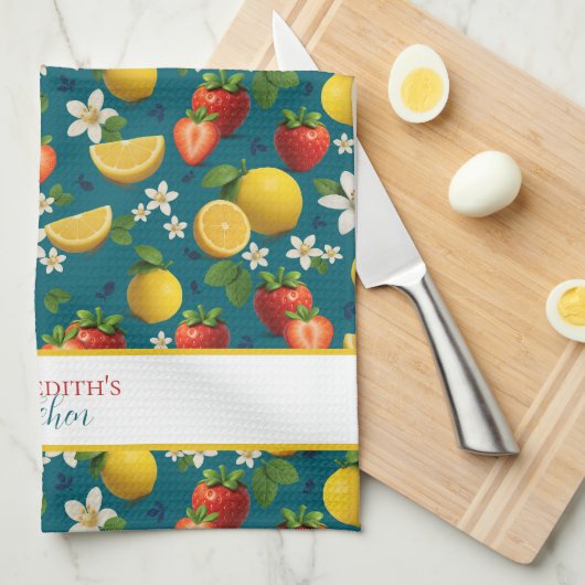 Erdbeere und Zitronenmuster Geschirrtuch (Viertel Falte)