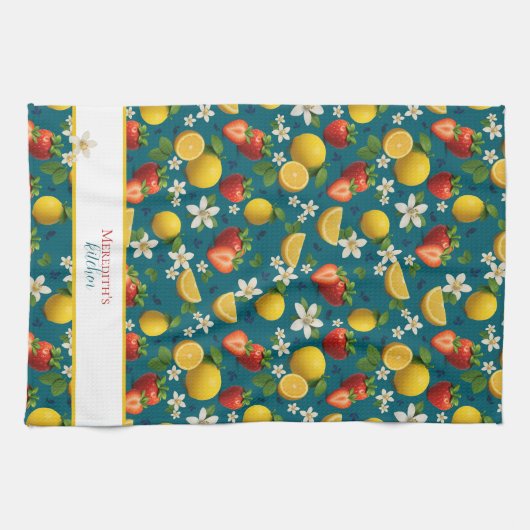 Erdbeere und Zitronenmuster Geschirrtuch (Horizontal)