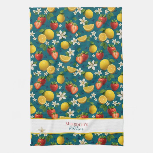 Erdbeere und Zitronenmuster Geschirrtuch (Vertikal)