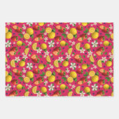 Erdbeere und Zitronenmuster mit Blumenmuster mit L Geschenkpapier Set (Vorderseite)