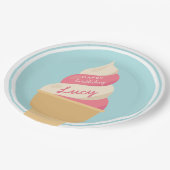 Erdbeere Vanilla Kindergeburtstag Party Pappteller (Schrägansicht)