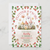 Erdbeere verzauberter Märchengarten Geburtstag Einladung (Vorderseite)