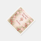 Erdbeere Vintage-Blumen-Thema 1. Geburtstag Serviette (Ecke)