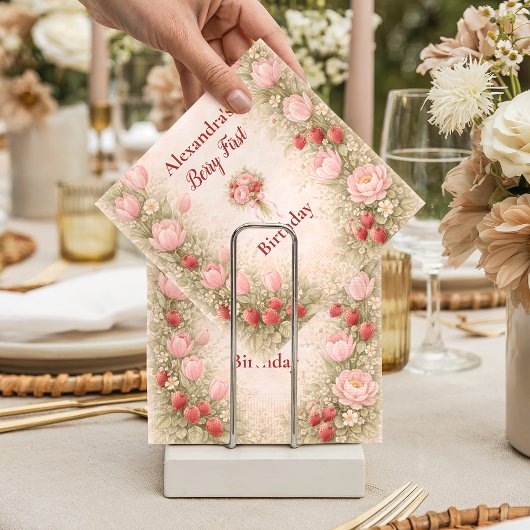 Erdbeere Vintage-Blumen-Thema 1. Geburtstag Serviette
