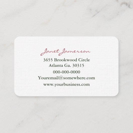 Erdbeere  visitenkarte (Rückseite)