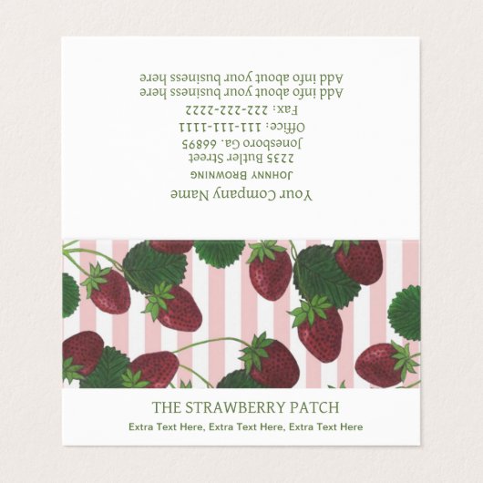 Erdbeere Visitenkarten (Außenseite Aufgefaltet)