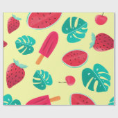 Erdbeere von Wassermelonen Blätter Geschenkpapier (Flach)