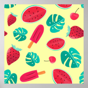 Erdbeere von Wassermelonen Blätter Poster
