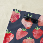 Erdbeere Wasserfarbe Früchte Dunkel Strandtuch (Beispiel)