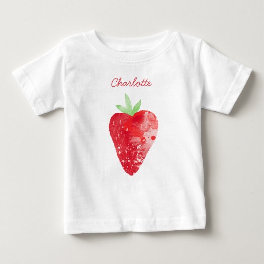 Erdbeere Wasserfarbe Personalisiert Baby T-shirt (Vorderseite)